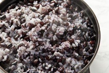 Wall Mural - Steamed rice with black beans 