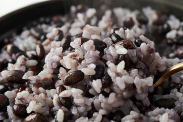 Wall Mural - Steamed rice with black beans 