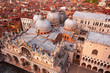 aerial view of Saint Mark's Basilica and city roofs, Venice, Italy