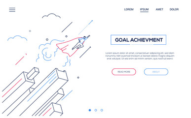 Wall Mural - goal achievement - line design style isometric web banner