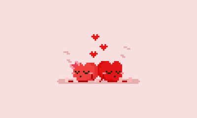 Wall Mural - Pixel sleeping heart character.8bit.Valentine's day.