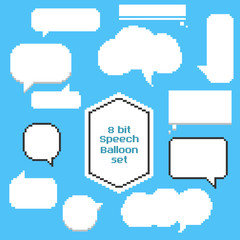 8bit speech balloons set.conversation.