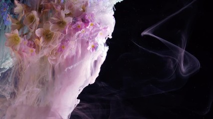Wall Mural - Bouquet of Flowers.  Colorful ink in water.