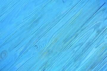 Bright blue textured wood background. Empty wooden backdrop with rough surface. Blank wooden backdrop with grungy natural wood plank. Wooden table with a beautiful structure painted in blue