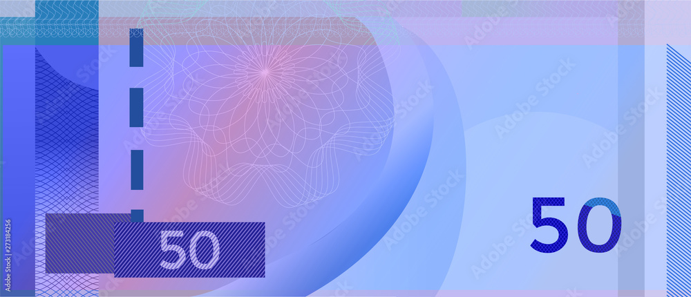Voucher template banknote 50 with guilloche pattern watermarks and ...