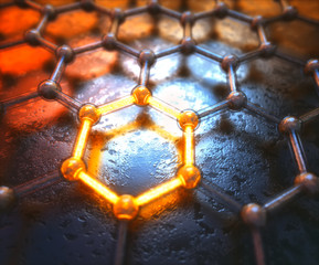 Wall Mural - graphene hexagonal atomic connection science technology