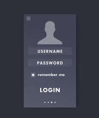 Sticker - User Login, mobile interface vector template