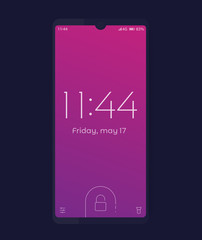 Sticker - smartphone with lock screen, vector mockup