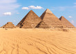 Complex of Giza Pyramids in Egypt, sunny day view