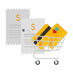 Sticker - credit card in shopping cart vector illustrator