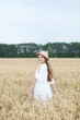 © stock_studio - Beautiful summer girl a wheat field, a white dress, A sunny day. Teenage model summer holidays, vacation and people concept. Rich harvest Concept.  Beauty girl portrait in wheat field at sunset.