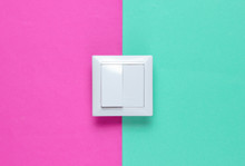 The Switch On A Colored Paper Background, Minimalism