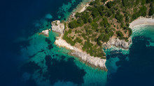 Aerial View Of The Coast On Ithaca Island, Greece.