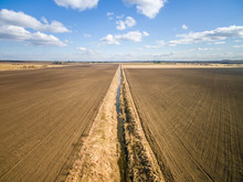 Aerial View Of A Small Irrigation In Farmland In Estonia.