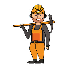 Wall Mural - Mining worker holding pick tool cartoon