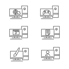 Wall Mural - set of computer vector icon line design. computer usability icon such as for browsing, work, design,