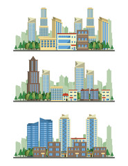 Poster - Urban buildings cityscape view scenarios