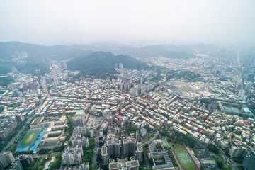 Sticker - panoramic modern city view in Taipei, Taiwan