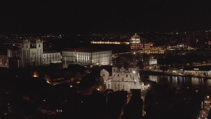 Wall Mural - The city of Porto in Portugal, 4k aerial skyline drone ungraded/flat raw footage