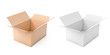 © savanno - Open box mock up. Set of white and brown cartons. 3d rendering illustration isolated