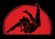 Judo sport action cartoon graphic vector