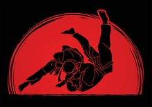 Judo Sport Action Cartoon Graphic Vector