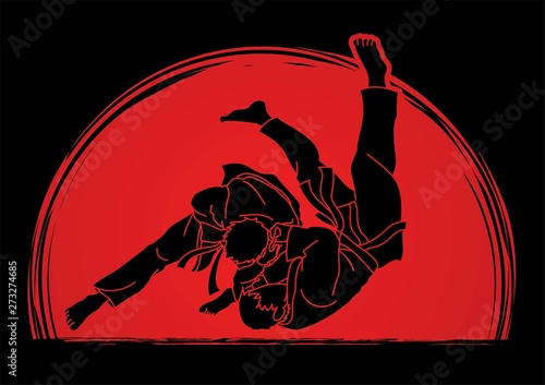 Dekoracja na wymiar  judo-sport-akcja-kreskowka-wektor-graficzny