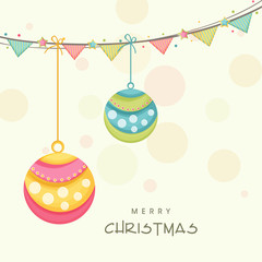 Poster - Hanging stylish christmas ball for Merry Christmas celebration.