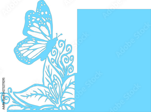 Download Butterfly Pattern For Card Wedding Tamplate Butterfly Cut Butterfly Pattern Cricut Design Vector Wedding Card Butterfly On Flower 5x7 Invitation Wedding Template Svg Stock Vector Adobe Stock