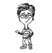 © nata_yakunina - Avatar Young smiling boy standing with right hand icon pictogram hand drawn sketching