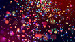 cloud of multicolored particles in the air like sparkles on a dark background with depth of field. beautiful bokeh light effects with colored particles. background for holiday presentations. 48