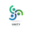colorful smooth gradient unity, people, social logo vector template
