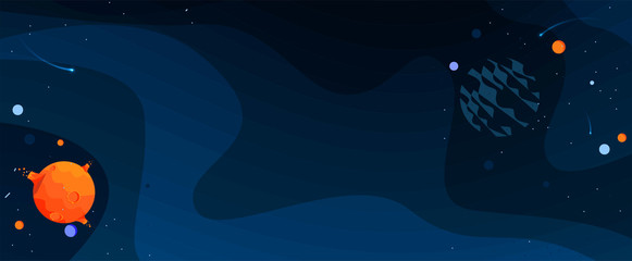 space abstract background with stars and planets