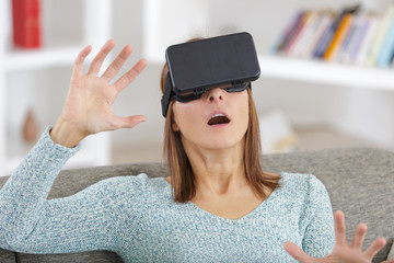 woman playing in virtual reality