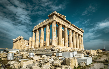 Wall Mural - Parthenon on Acropolis of Athens, Greece. Ancient Greek temple is top landmark of Athens.