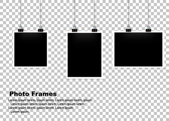 Wall Mural - Hanging Photo frame set isolated background. Vector