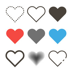 Wall Mural - set of different hearts icons. icon heart in different stylish. vector