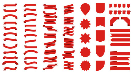 Wall Mural - flat vector ribbons banners isolated background. ribbon red colored. set ribbons or banners. vector