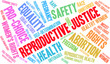 © arloo - Reproductive Justice Word Cloud on a white background.