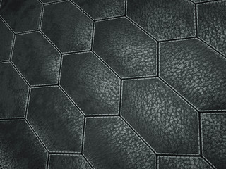 Wall Mural - Leather stitched hexagon or honecomb black shiny texture