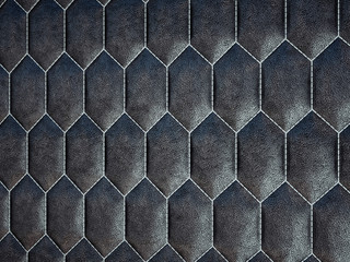 Wall Mural - Leather stitched hexagon or honecomb black shiny texture