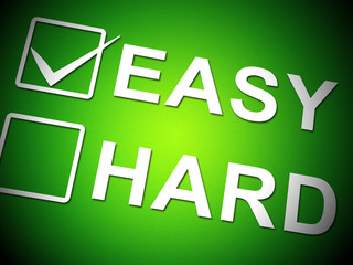 Easy Vs Hard Checkbox Portrays Choice Of Simple Or Difficult Way - 3d Illustration