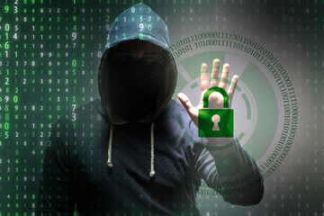 Young hacker in cybersecurty concept