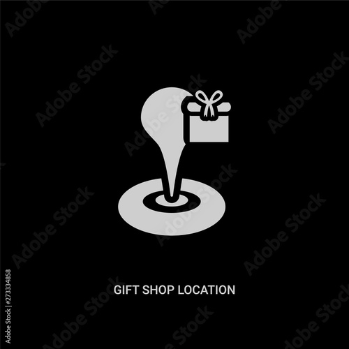 White Gift Shop Location Vector Icon On Black Background White Gift Shop Location Vector Icon On Black Background