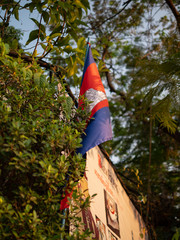 Cambodian flag waving in Phnom Penh