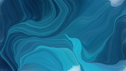 Poster - curved lines artwork with teal, medium turquoise and light sea green colors. abstract dynamic wallpaper background and creative drawing design. illustration art