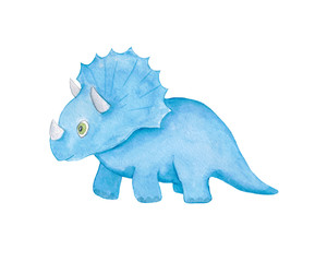 Cute watercolor dinosaur. Watercolor childish set