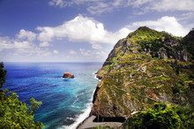 Coast Near Boaventura - Madeira Portugal.Beautiful View Over The Mountains, Madeira Island, Portugal	