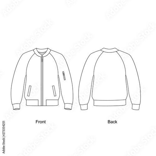 Fotografía Bomber jacket vector illustration. Technical sketch jacket.