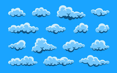 Wall Mural - cloud. abstract white cloudy set isolated on blue background. vector illustration
